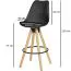 Barhocker in skandinavischem Design, Farbe: Eiche / Schwarz, Fußablage & Anti-Rutsch-Pads