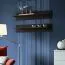 Schlichte Wohnwand Hompland 32, Farbe: Schwarz - Abmessungen: 170 x 260 x 40 cm (H x B x T), mit blauer LED-Beleuchtung