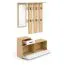 Garderobe Komplett - Set Kelvini | Farbe: Sonoma / Weiß | Schuhschrank mit 3 Fächern und Schublade| Garderobe mit Spiegel | 6 Haken | viele Ablageflächen