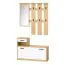 Garderobe Komplett - Set Kelvini | Farbe: Sonoma / Weiß | Schuhschrank mit 3 Fächern und Schublade| Garderobe mit Spiegel | 6 Haken | viele Ablageflächen