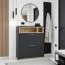 Schuhschrank Zonza | Farbe: Anthrazit matt / Eiche Artisan | 2 Kippschuhfächer | 2 offene Fächer | 85 x 32 x 109 | Garderobe