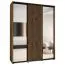 Eichenfarbener Schiebetürenschrank mit Spiegeln Mina, viel Stauraum, Anti Staubbürsten, Metallgriffe in Schwarz, robust, 235,2 x 190 x 60 cm