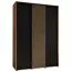 Kleiderschrank Tharo mit Schiebetüren in Eiche/Schwarz gehalten, viel Stauraum, auch für Wohnzimmer geeignet, Anti Staubbürsten, 235,2 x 180 x 45 cm