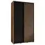 Schiebetürenschrank Tharo in Schwarz/Eiche,  235,2 x 130 x 45 cm, auch für Wohnzimmer geeignet,  Anti Staubbürsten, Metallgriffe in schwarz, viel Fächer