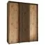 Eichenfarbener Schiebetürenschrank Tharo, viel Stauraum, Anti Staubbürsten, Metallgriffe in Schwarz, auch für Wohnzimmer geeignet, 235,2 x 190 x 45 cm