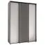 Weißer Schiebetürenschrank Mina, Schwarze Lamellen, Schwarzer Stahlgriff, platzsparend, viel Stauraum, Anti Staubbürsten, 235,2 x 180 x 60 cm