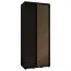 Kleiderschrank Tharo in Schwarz mit Schiebetüren, 235,2 x 100 x 45 cm, Anti Staubbürsten, auch für Wohnzimmer geeignet, viel Stauraum, Schwarze Metallgriffe