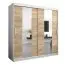 Schiebetürenschrank / Kleiderschrank Polos 05 mit Spiegel, Farbe: Weiß matt / Eiche Sonoma - Abmessungen: 200 x 200 x 62 cm (H x B x T)