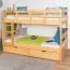 Stockbett 90 x 200 cm für Erwachsene "Easy Premium Line" K17/n inkl. 2 Schubladen und 2 Abdeckblenden, Buche Massivholz Natur lackiert, teilbar
