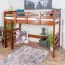 Hochbett 90 x 200 cm, "Easy Premium Line" K22/n, Buche Massivholz Dunkelbraun, teilbar