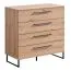 Schlafzimmer Komplett - Set A Crina, 6-teilig, Farbe: Eiche Artisan / Grau, ABS-Kanten, ein Doppelbett, zwei Nachtkommoden, eine Kommode, ein Kleiderschrank und ein Spiegel