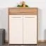 Kommode Gataivai 16, Farbe: Beige Hochglanz / Walnuss - 99 x 78 x 36 cm (H x B x T)