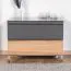 Nachtkommode Vaitele 17, Farbe: Anthrazit Hochglanz / Walnuss - 43 x 56 x 41 cm (H x B x T)