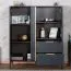 Moderne Kommode mit edlen Gold Griffen Raoued 01, Farbe: Anthrazit - Abmessungen: 103 x 123 x 39,5 cm (H x B x T), mit zwei Schubladen
