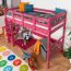 Hochbett 90 x 200 cm für Kinder, "Easy Premium Line" K22/n, Buche Massivholz rosa lackiert, teilbar