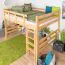 Hochbett 140 x 190 cm für Erwachsene "Easy Premium Line" K23/n, Buche Massivholz Natur lackiert, teilbar