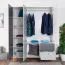Jugendzimmer - Drehtürenschrank / Kleiderschrank Syrina 05, Farbe: Weiß / Grau / Blau - Abmessungen: 202 x 153 x 55 cm (H x B x T)