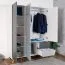 Jugendzimmer - Drehtürenschrank / Kleiderschrank Syrina 05, Farbe: Weiß / Grau / Blau - Abmessungen: 202 x 153 x 55 cm (H x B x T)