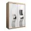 Schiebetürenschrank / Kleiderschrank Hacho 03 mit Spiegel, Farbe: Eiche Sonoma / Weiß matt - Abmessungen: 200 x 150 x 62 cm ( H x B x T)