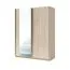Kleiderschrank mit Spiegel, Farbe: Eiche - Abmessungen: 198 x 150 x 60 cm (H x B x T)