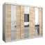 250 cm breiter Kleiderschrank mit 3 Türen | 10 Fächer | Farbe: Sonoma Eiche / Weiß Abbildung