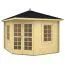 Holz-Gartenhaus 3,2 x 3,2 Meter (inkl. Dach) | 2 Fenster | 28 mm Blockbohlen |natur unbehandelt | Zeltdach | inkl. Fußboden | aus nordischer Fichte Abbildung