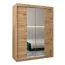 150 cm breiter Schiebetürenschrank mit 2 Türen | 5 Fächer | 2 Kleiderstangen | Farbe: Sonoma Eiche Abbildung