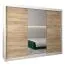 Großer 250 cm breiter Kleiderschrank mit 10 Fächern und 3 Türen | Farbe: Sonoma Eiche / Weiß Abbildung