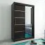 150 cm breiter Schiebetürenschrank mit 2 Türen | 5 Fächer | 2 Kleiderstangen | Farbe: Schwarz Abbildung