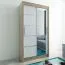120 cm breiter Schiebetürenschrank mit 2 Türen | 5 Fächer | 2 Kleiderstangen | Farbe: Sonoma Eiche / Weiß Abbildung