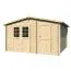 Holz-Gartenhaus 3,2 x 3,98 Meter (inkl. Dach) | Naturbelassen | Satteldach | 28 mm Blockbohlen-Haus Abbildung