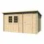 Holz-Gartenhaus 3,91 x 3,8 Meter (inkl. Dach) | Naturbelassen | Pultdach | 28 mm Blockbohlen-Haus Abbildung