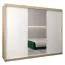 250 cm breiter Schiebetürenschrank mit 3 Türen | 10 Fächer | 2 Kleiderstangen | Farbe: Sonoma Eiche / Weiß Abbildung