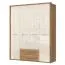 182 cm breiter Kleiderschrank mit 4 Türen, 7 Fächern und 2 Schubladen | Farbe: Beige | Tiefe: 56 cm Abbildung