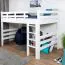 Jugendhochbett 120 x 190 cm | Massivholz: Buche | Weiß Lackiert | umbaubar in Einzelbett | Premium-Qualität | inkl. Rollrost Abbildung