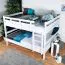 Weißes Doppelbett-Etagenbett 160 x 200 cm | Massivholz: Buche | umbaubar in zwei Doppelbetten bzw. große Einzelbetten | inkl. Rollroste Abbildung