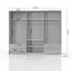 Kleiderschrank | 6 Drehtüren | 4 Schubladen | 5 Fächer | mit 3 Kleiderstangen | 277 cm breit | Farbe: Weiß Abbildung