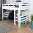 Jugendhochbett 120 x 190 cm | Massivholz: Buche | Weiß Lackiert | umbaubar in Einzelbett | Premium-Qualität | inkl. Rollrost Abbildung