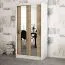 100 cm breiter Schiebetürenschrank mit 5 Fächern und 2 Türen | Farbe: Sonoma Eiche / Weiß | Laminiert Abbildung