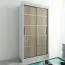 100 cm breiter Schiebetürenschrank mit 2 Türen | 5 Fächer | 2 Kleiderstangen | Farbe: Sonoma Eiche / Weiß Abbildung
