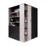 Eckkleiderschrank begehbar, Farbe: Eiche / Creme / Schwarz - Abmessungen: 190 x 135 x 135 cm (H x B x T) Abbildung