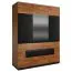 Kleiderschrank mit Spiegel, Farbe: Walnuss / Schwarz, teilmassiv - Abmessungen: 210 x 163 x 62 cm (H x B x T) Abbildung