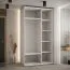 Platzsparender Kleiderschrank Mina mit Schiebetüren in Weiß/Schwarz gehalten, Anti Staubbürsten enthalten, viel Stauraum, 235,2 x 130 x 60 cm, modern