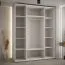 Platzsparender Kleiderschrank Mina mit Schiebetüren in Weiß/Schwarz gehalten, Anti Staubbürsten enthalten, viel Stauraum, 235,2 x 190 x 60 cm