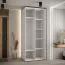 Kleiderschrank Mina 1 Meter breit mit Schiebesystem, Weiß/Schwarz gehalten, moderne Optik, viel Stauraum, Lamellen in Artisan Eiche, Anti Staubbürsten