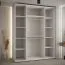 Kleiderschrank Mina mit Schiebetüren in Weiß/Eiche gehalten, Anti Staubbürsten, platzsparend, viel Stauraum, 235,2 x 190 x 60 cm, robust, moderne Optik