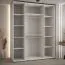 Platzsparender Spiegel Kleiderschrank Mina, Schiebetüren, in Weiß/Schwarz gehalten, Anti Staubbürsten enthalten, viel Stauraum, 235,2 x 190 x 60 cm