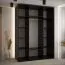 Kleiderschrank Mina mit Schiebetüren in Weiß/Schwarz gehalten, moderne Optik, viel Stauraum, Lamellen in Schwarz, Anti Staubbürsten, 235,2  170 x 60 cm