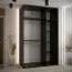 Schwarzer Schiebetürenschrank Mina, 235,2 x 150 x 60 cm, platzsparend, Anti Staubbürsten, moderne Optik, viel Stauraum, robust, Lamellen Optik