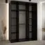 Schwarzer Schiebetürenschrank Mina mit Spiegeln, modernes Design, schwarze Metallgriffe, inklusive Anti-Staubbürsten, viel Stauraum, 235,2 x 180 x 60 cm